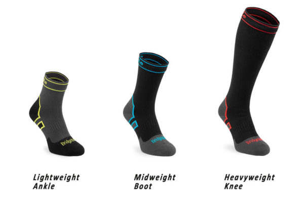 Rozmiary i grubości skarpet wodoodpornych Bridgedale StormSock